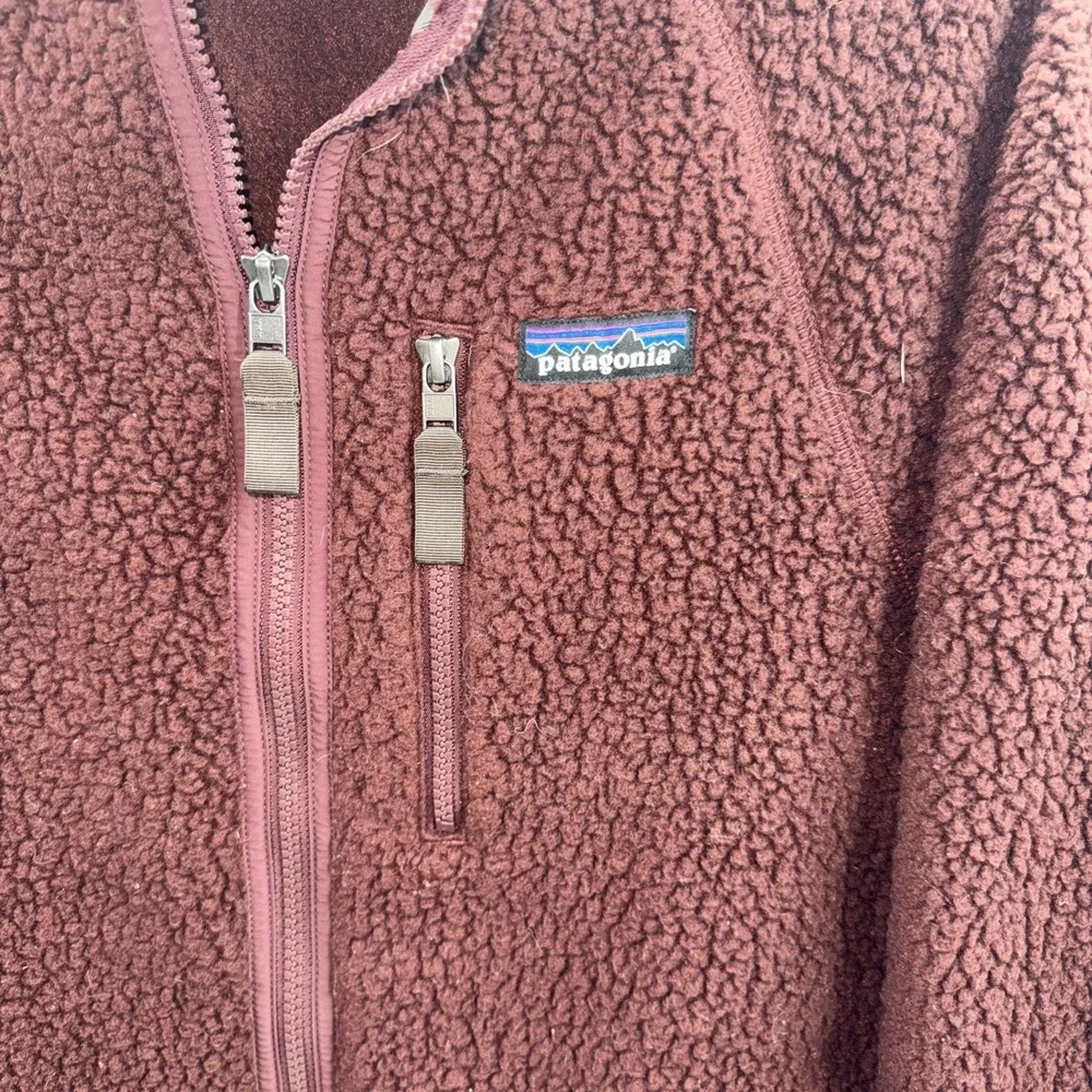 PATAGONIA Retro Pile Brown FLEECE Three Pockets Full Zip Jacket Mens Medium - Picture 3 of 8